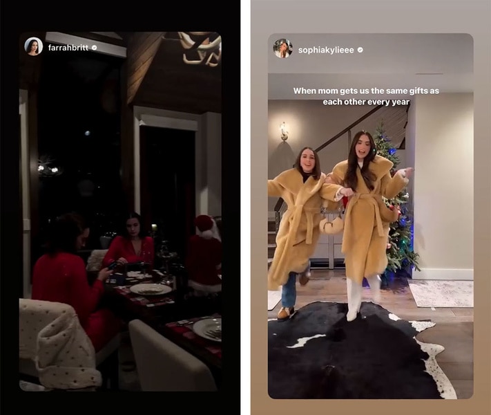 A split of Kyle Richards' daughters at their Aspen home on Christmas.