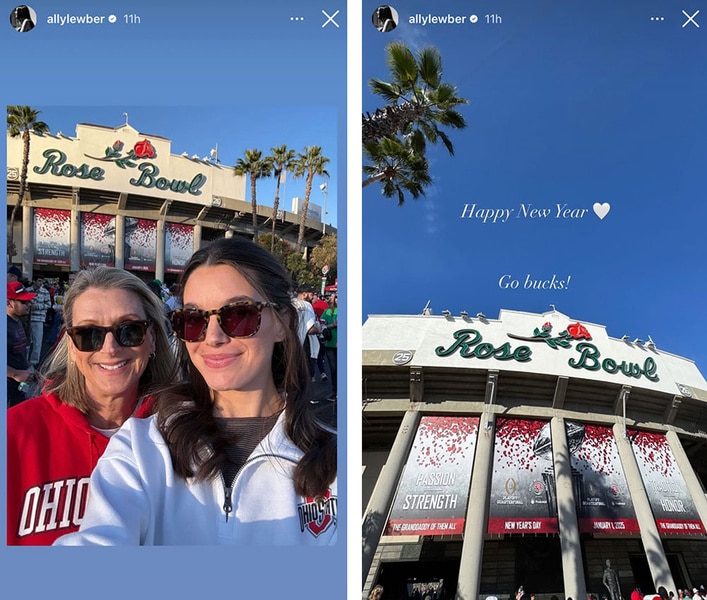 Ally Lewber in a series with her mom at the Rose Bowl