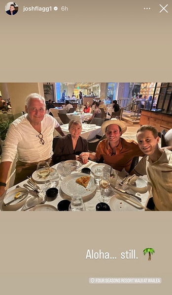 Josh Flagg smiling with Kelton Hovland and family in Hawaii.