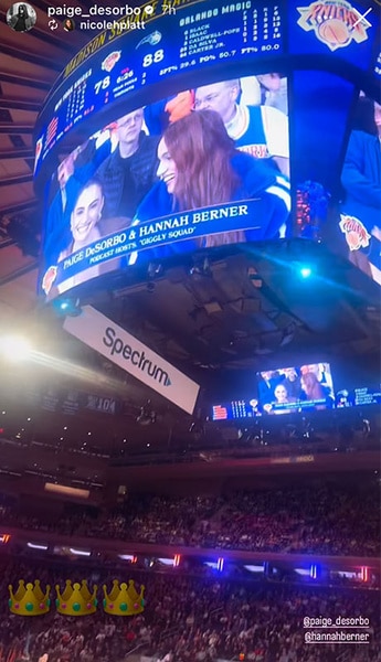 Paige DeSorbo and Hannah Berner at the New York Knicks game.