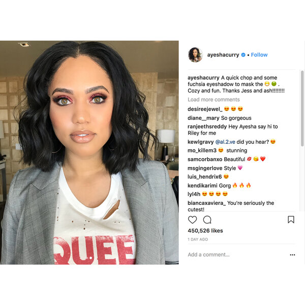 Ayesha Curry - A quick chop and some fuchsia eyeshadow to