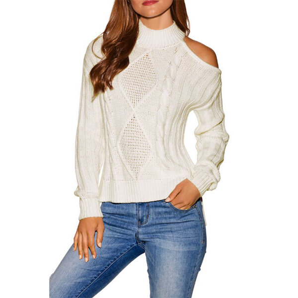 Asymmetrical shoulder cutout turtleneck store cotton blend sweater vince camuto