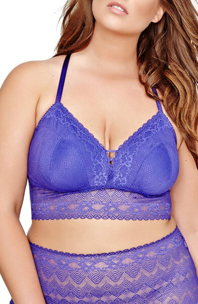 Ashley Graham Black / Purple Plus Size Padded lace bra ($65) ❤ liked on  Polyvore featuring intimates, bras, black, plus …