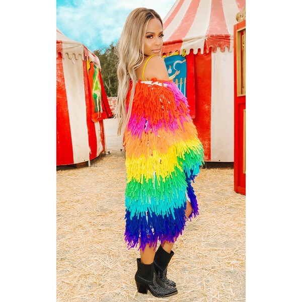 Pretty little thing outlet rainbow dress