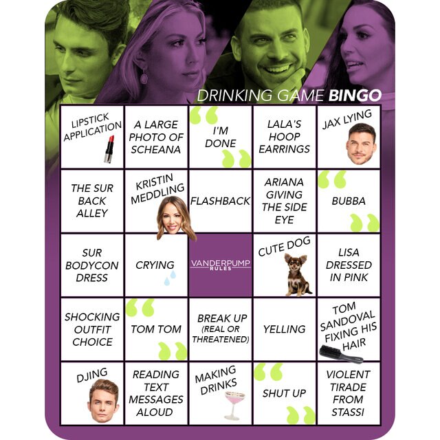 Vanderpump Rules Drinking Came: Bingo Card | Style & Living