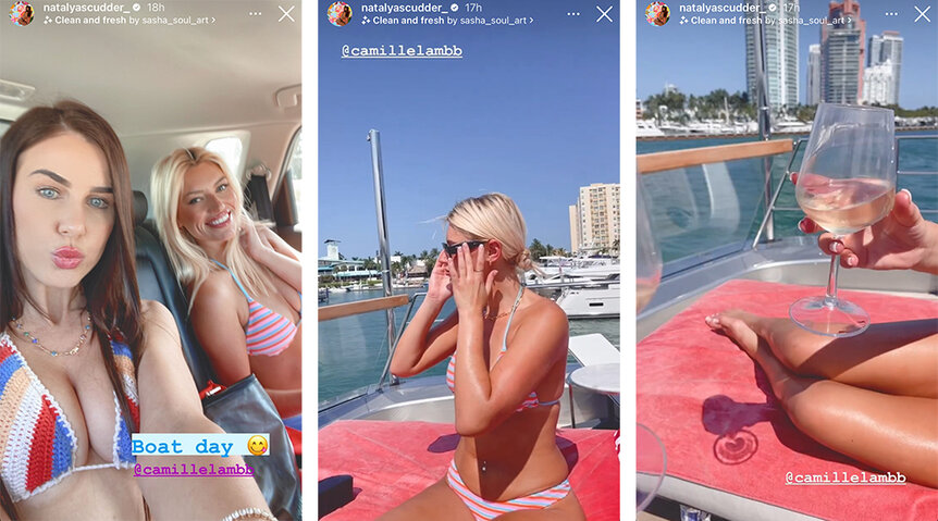 Natalya Scudder and Camille Lamb s Bikinis on Boat The Daily Dish