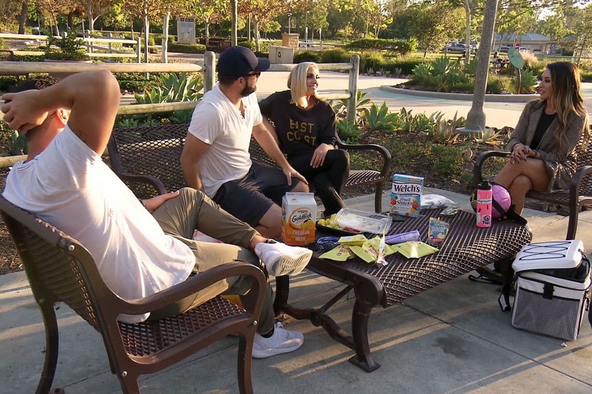 Gina Kirschenheiter with her ex husband, Matthew Kirschenheiter, her boyfriend, Travis Mullen and Matthew's current girlfriend.