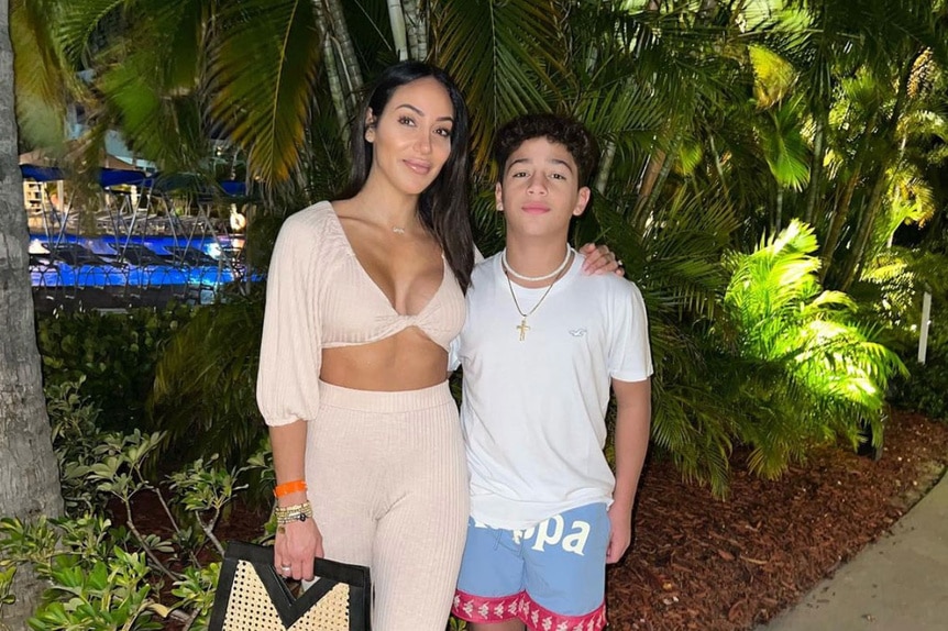 Melissa Gorga and her son, Joey Gorga Jr. pose for a photo together.