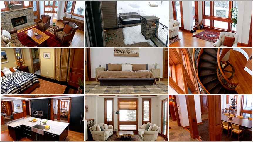 A split of all the different rooms in the Winter House vacation home.