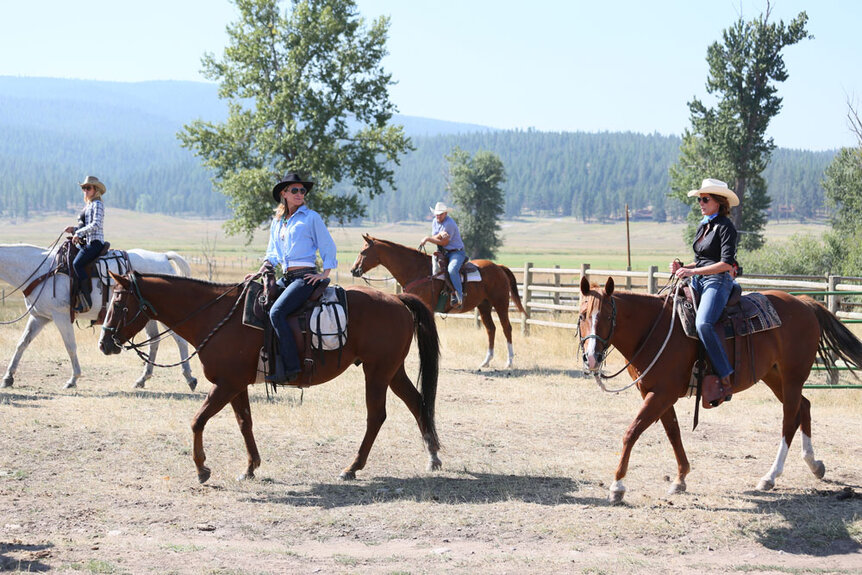 Sonja Morgan and Luann DeLesseps riding horses in Montana.