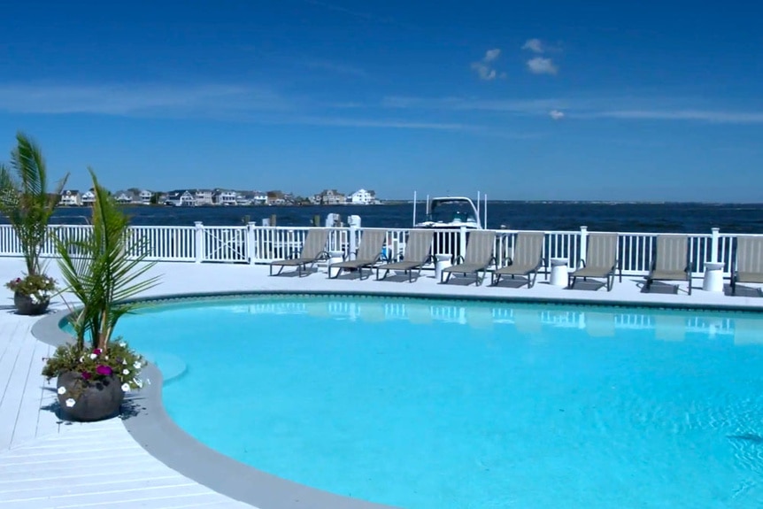 General view of Melissa Gorga's Jersey Shore home's pool.