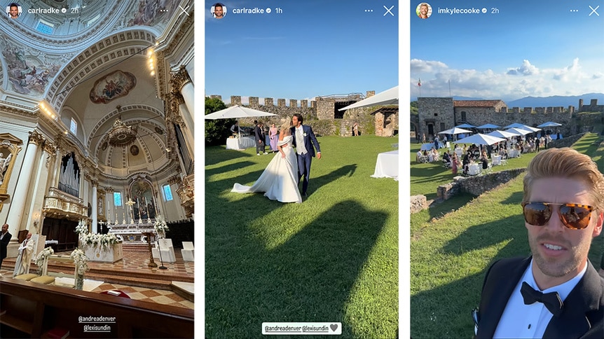 A split of Andrea Denver and Lexi Sundin's wedding.