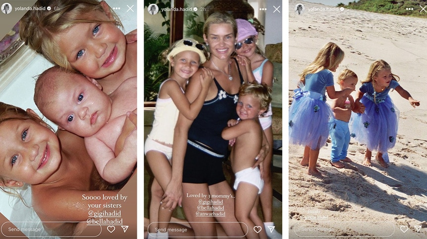 Yolanda Hadid of The Real Housewives of Beverly Hills posts throwback photos of her children.