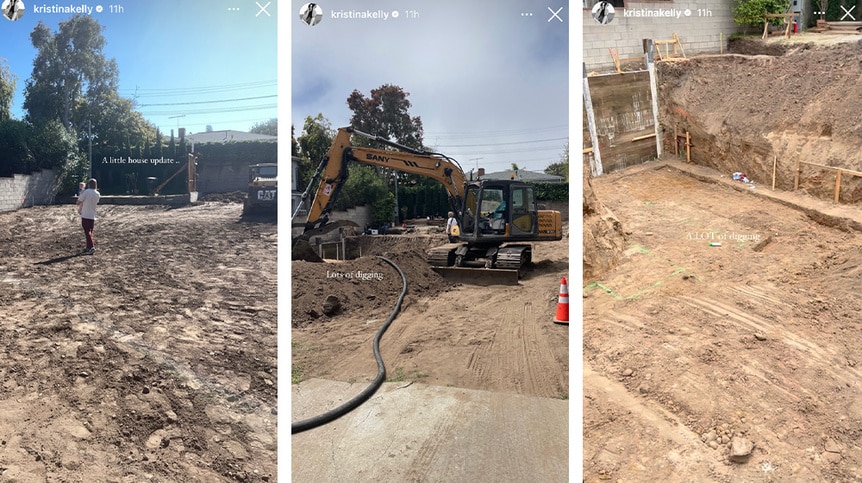 Kristina Kelly of Vanderpump Rules posts construction work on her Instagram story.