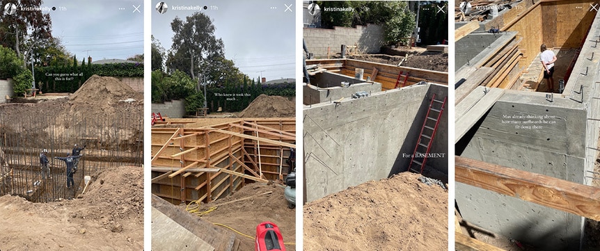 Kristina Kelly of Vanderpump Rules posts construction work on her Instagram story.