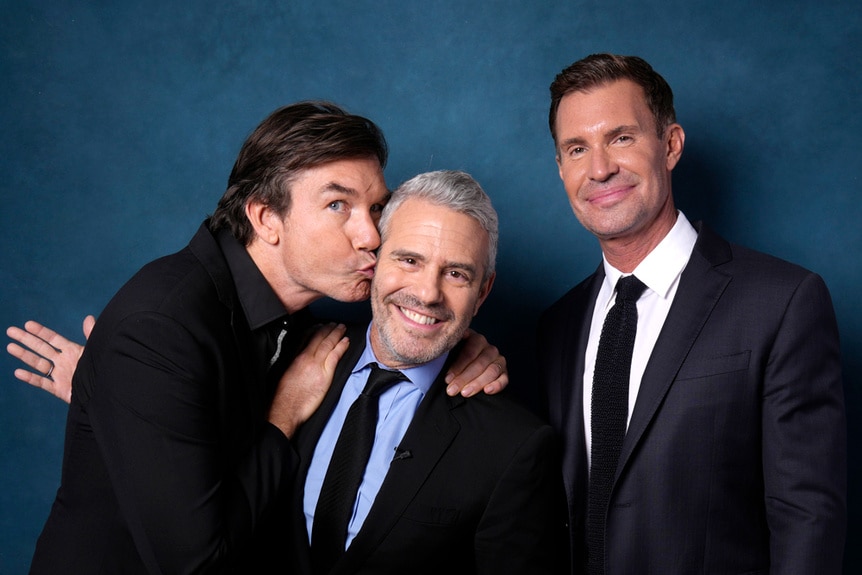 Jerry O'Connell, Andy Cohen, and Jeff Lewis at the WWHL 15th Anniversary episode