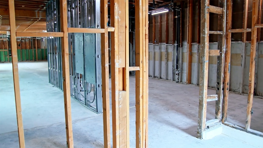 Josh Altman's office under construction.