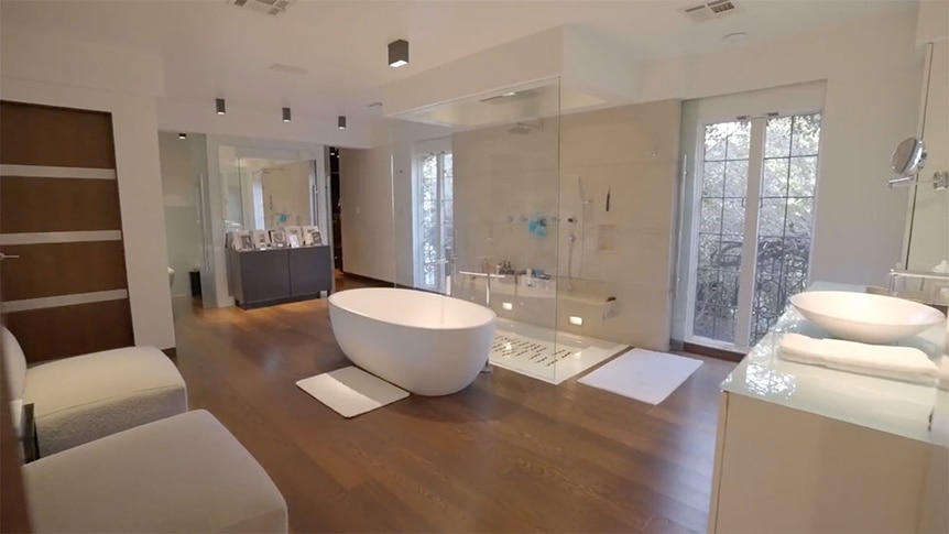 A large bathroom in Heather Dubrow's Beverly Hills home.