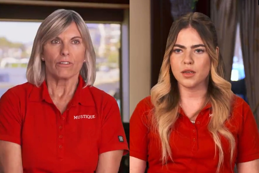 Split of Captain Sandy and Bri Muller during their interviews for Below Deck Mediterranean