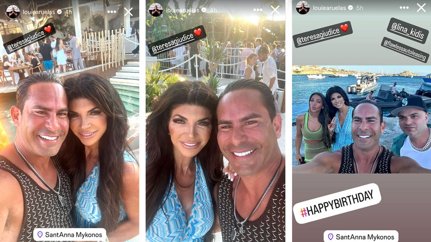 A series of Teresa Giudice on vacation with her husband Louie Ruelas.