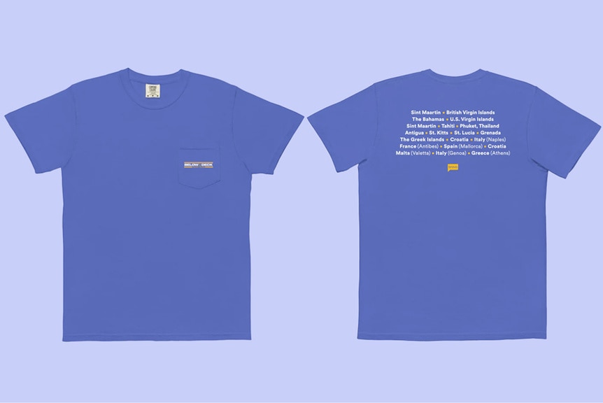 The front and back side of a Below Deck tee shirt