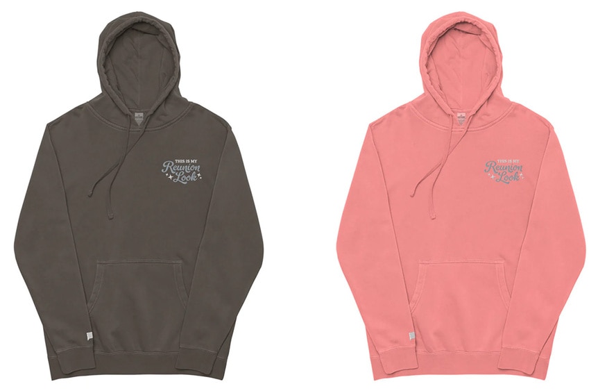 Two hoodies next to each other with quotes on them.