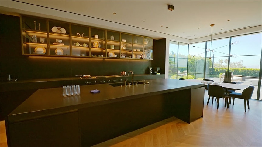 The kitchen in a mansion.