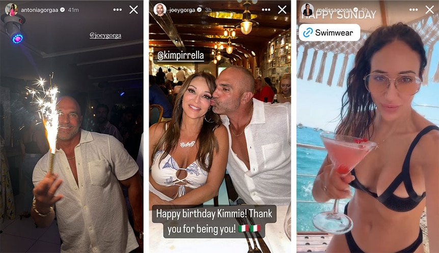 A split of Melissa Gorga and her family on vacation in Italy.