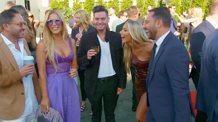 Matt Altman, Tracy Tutor, Josh Flagg, Heather Altman, and Josh Altman laughing together.