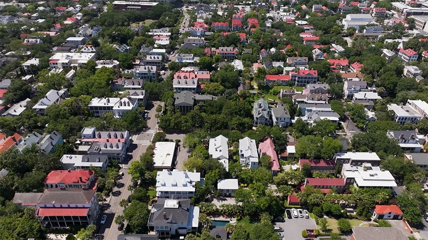 An overhead view of Patricia Altschul and Whitney Sudler-Smith's home.