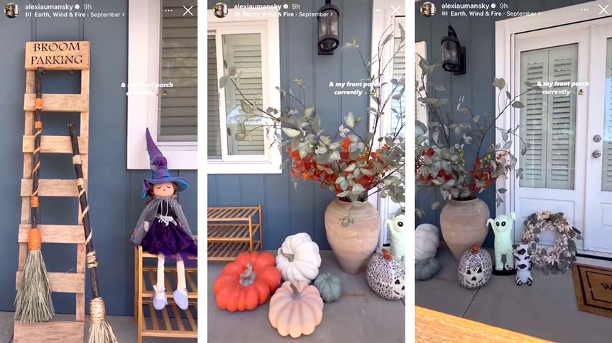 Alexia Umansky's front porch decorated for fall.