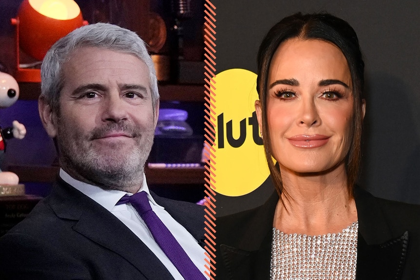 A split of Andy Cohen and Kyle Richards.