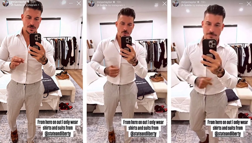 Jax Taylor standing in his room and posing in a mirror.