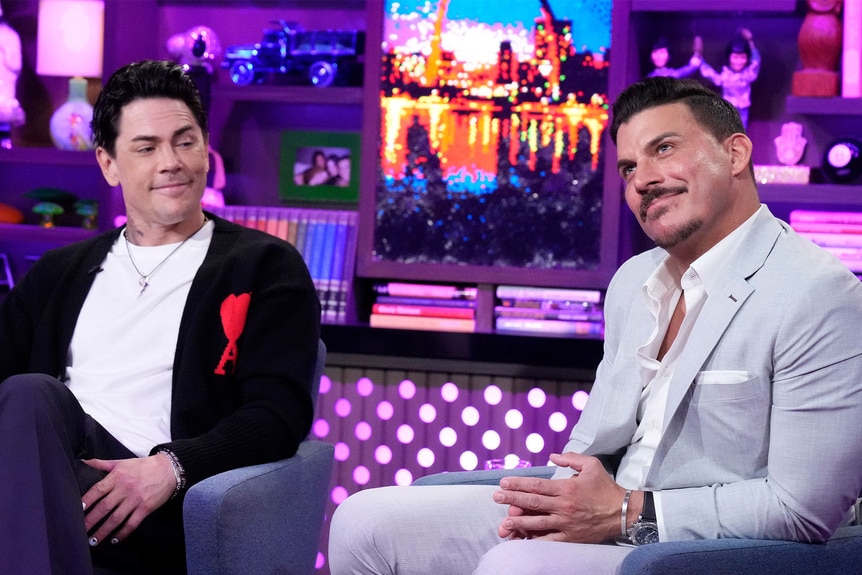 Jax Taylor and Tom Sandoval at the Watch What Happens Live clubhouse in New York City.