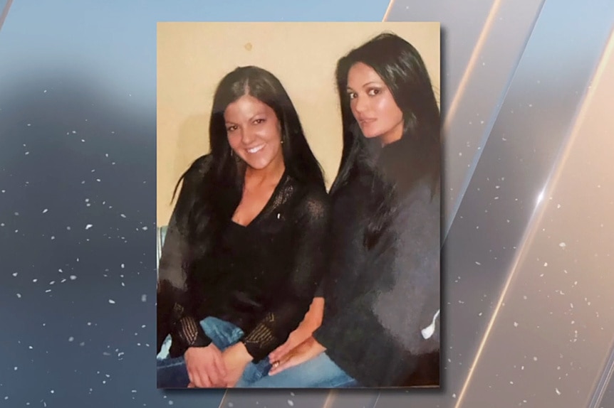 A throwback image of Lisa Barlow and her sister sitting together