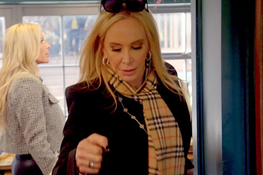 Shannon Beador upset in a restaurant in London