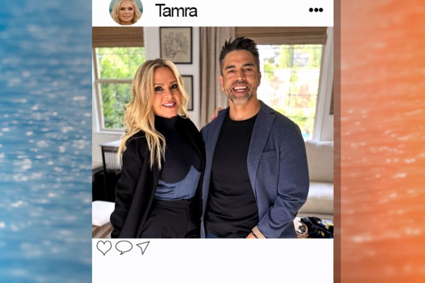 Tamra Judge with her husband Eddie Judge smiling together