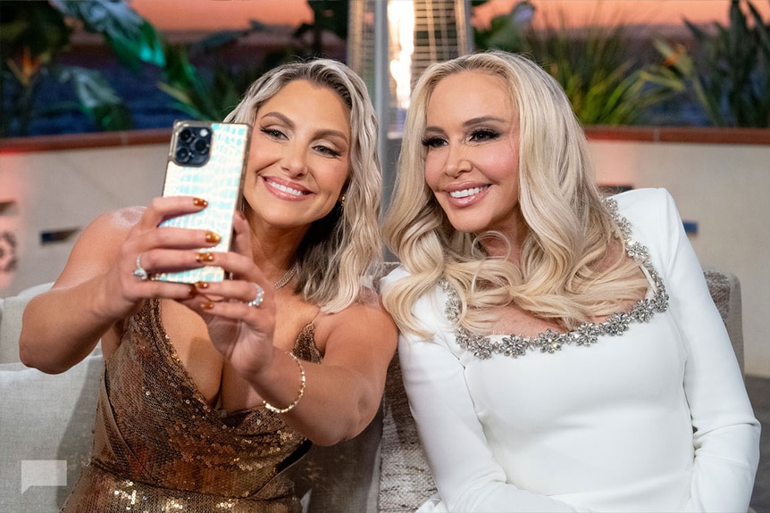 Gina Kirschenheiter and Shannon Beador at the RHOC reunion