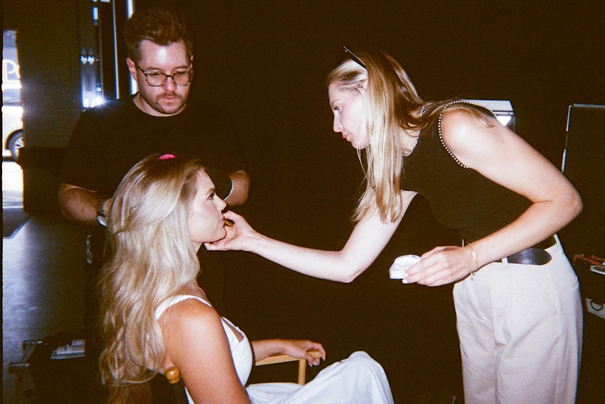 Madison LeCroy gets her make-up touched up at the Southern Charm Season 10 Press Shoot