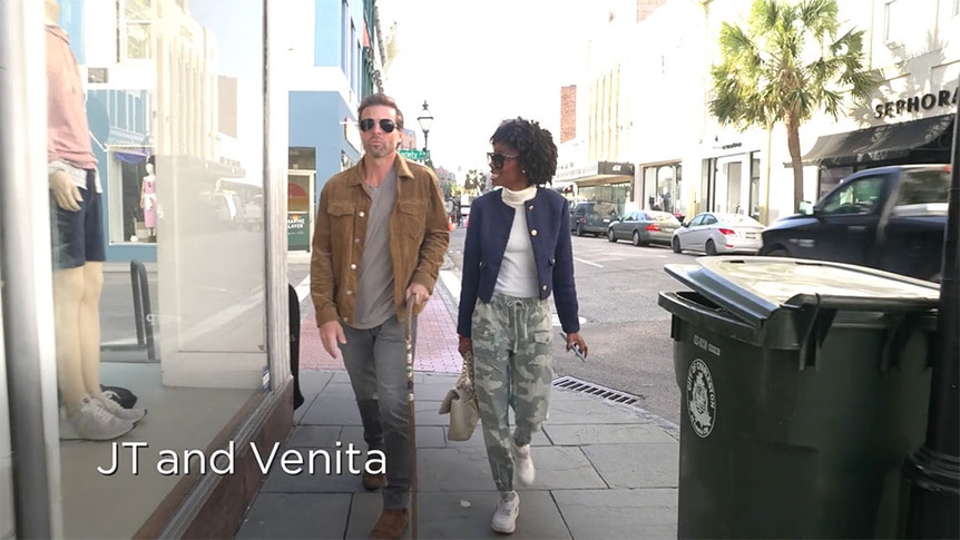 Jarrett Thomas and Venita Aspen walking down the street together.