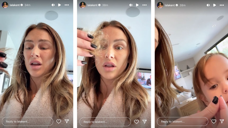 A series of Lala Kent and her daughter's hair cut.