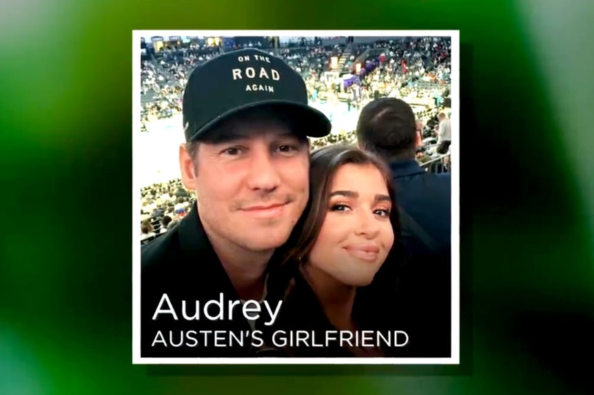 Austen Kroll and his girlfriend, Audrey, at a sporting event together