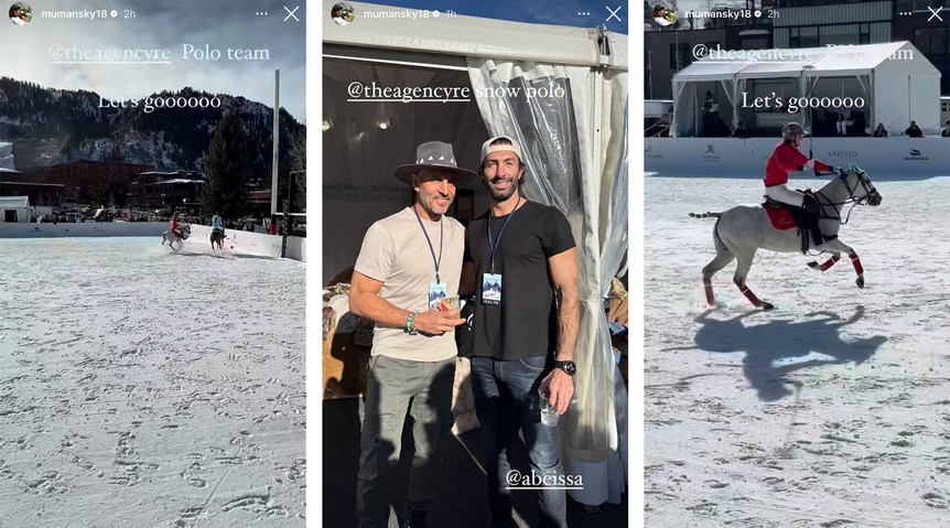 A split of Mauricio Umansky at snow polo in Aspen, Colorado.