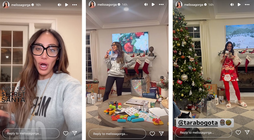 A split of Melissa Gorga's Christmas celebration with her family.