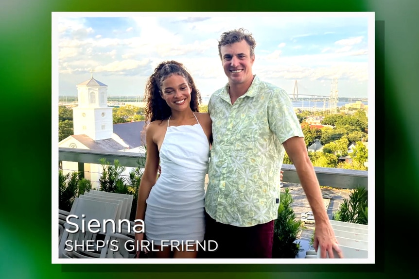 Shep Rose and his girlfriend Sienna Evans on a balcony together