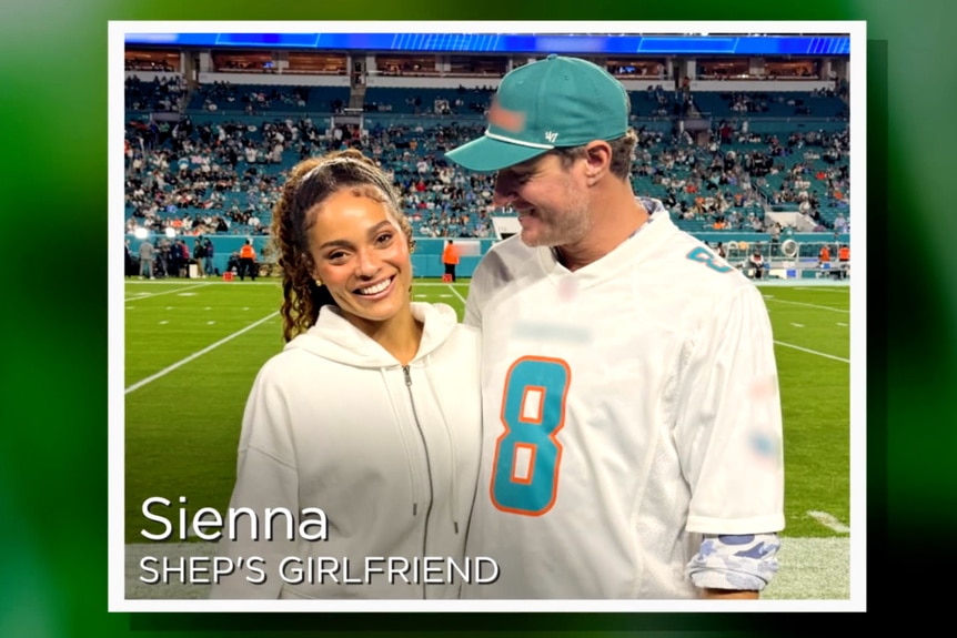 Shep Rose and his girlfriend Sienna Evans at a football game