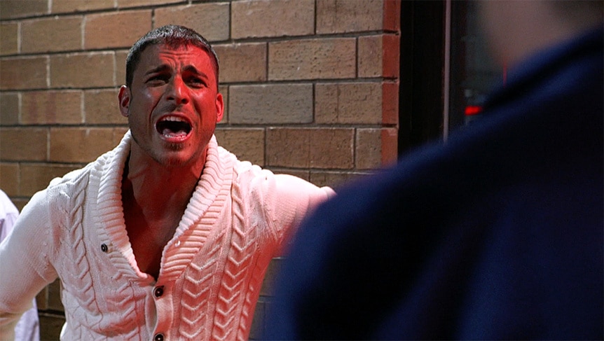 Jax Taylor yelling in his cable knit sweater.