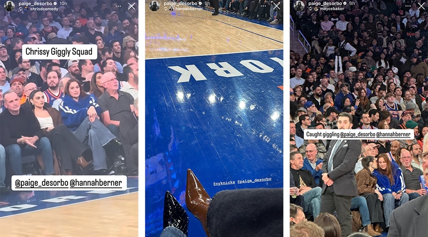 A split of Paige DeSorbo and Hannah Berner at the New York Knicks game.