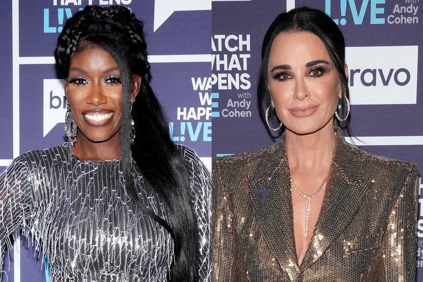 A split featuring Bozoma Saint John and Kyle Richards on Watch What Happens Live Season 22.