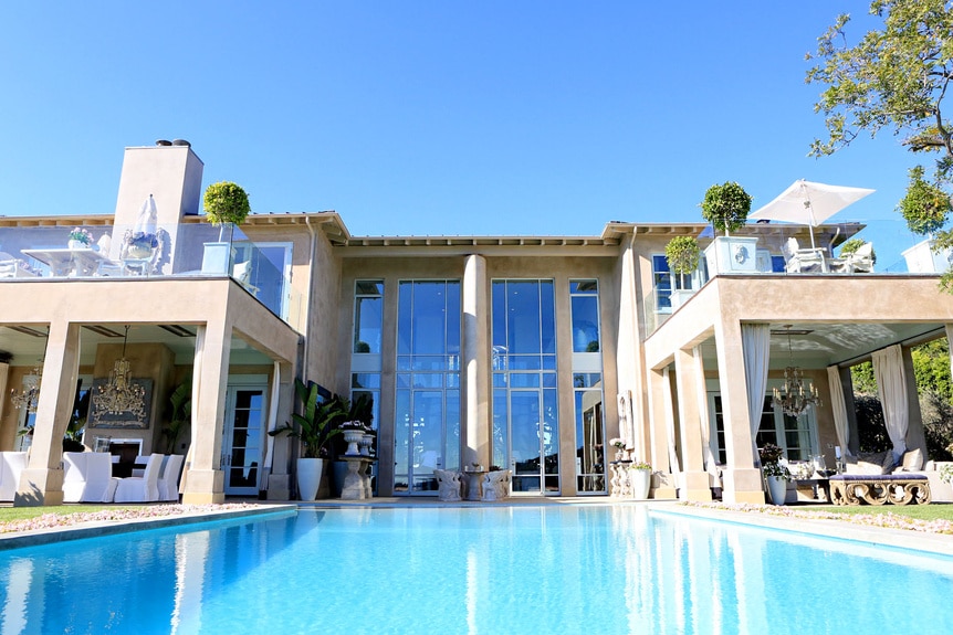 The pool and the back of the house.